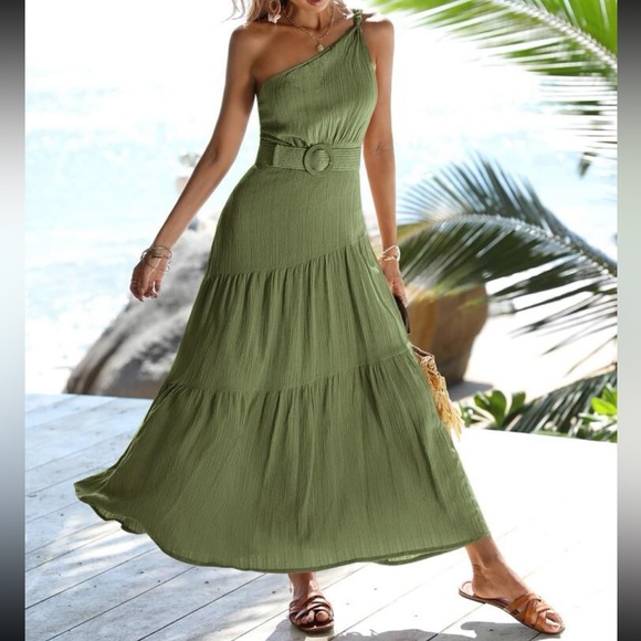 Boho one shoulder ruffle hem maxi dress - Picture 9 of 15